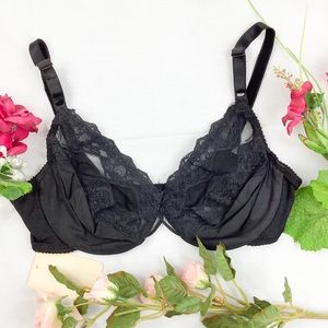 NWT vintage 90s black unlined nylon lace bra